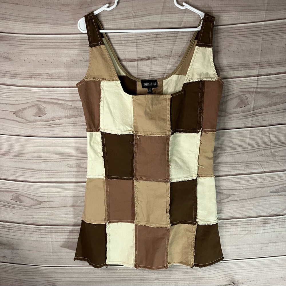 Current Mood Rebel In Me Patchwork Dress in Brown